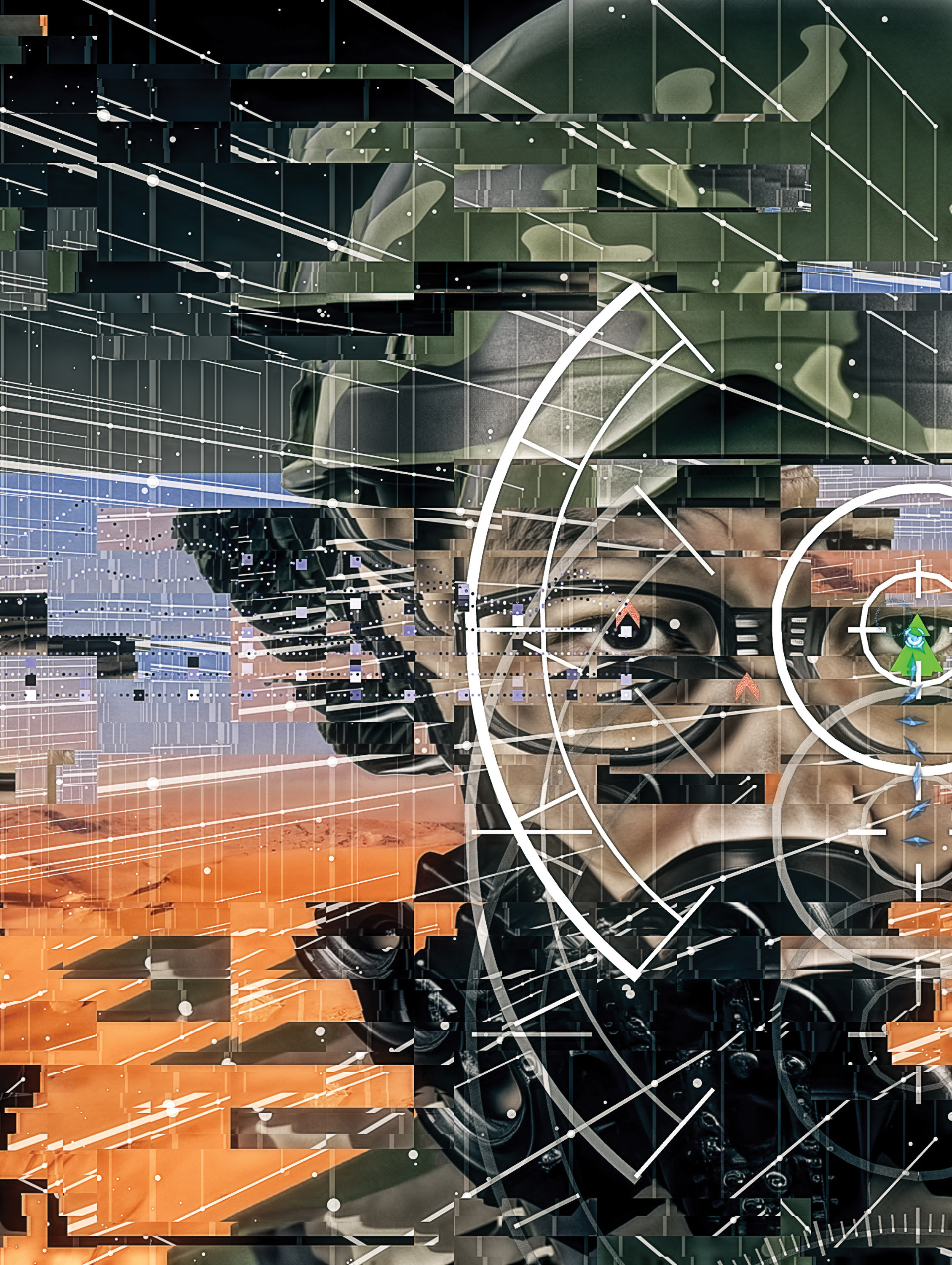 glitch aesthetic of a soldier&#039;s face